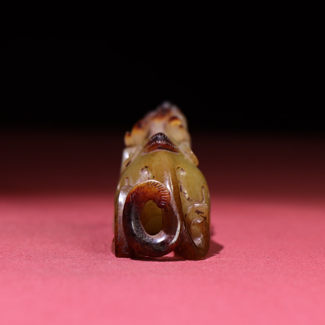 Old Chinese Hetian Jade Beast Statue - 5