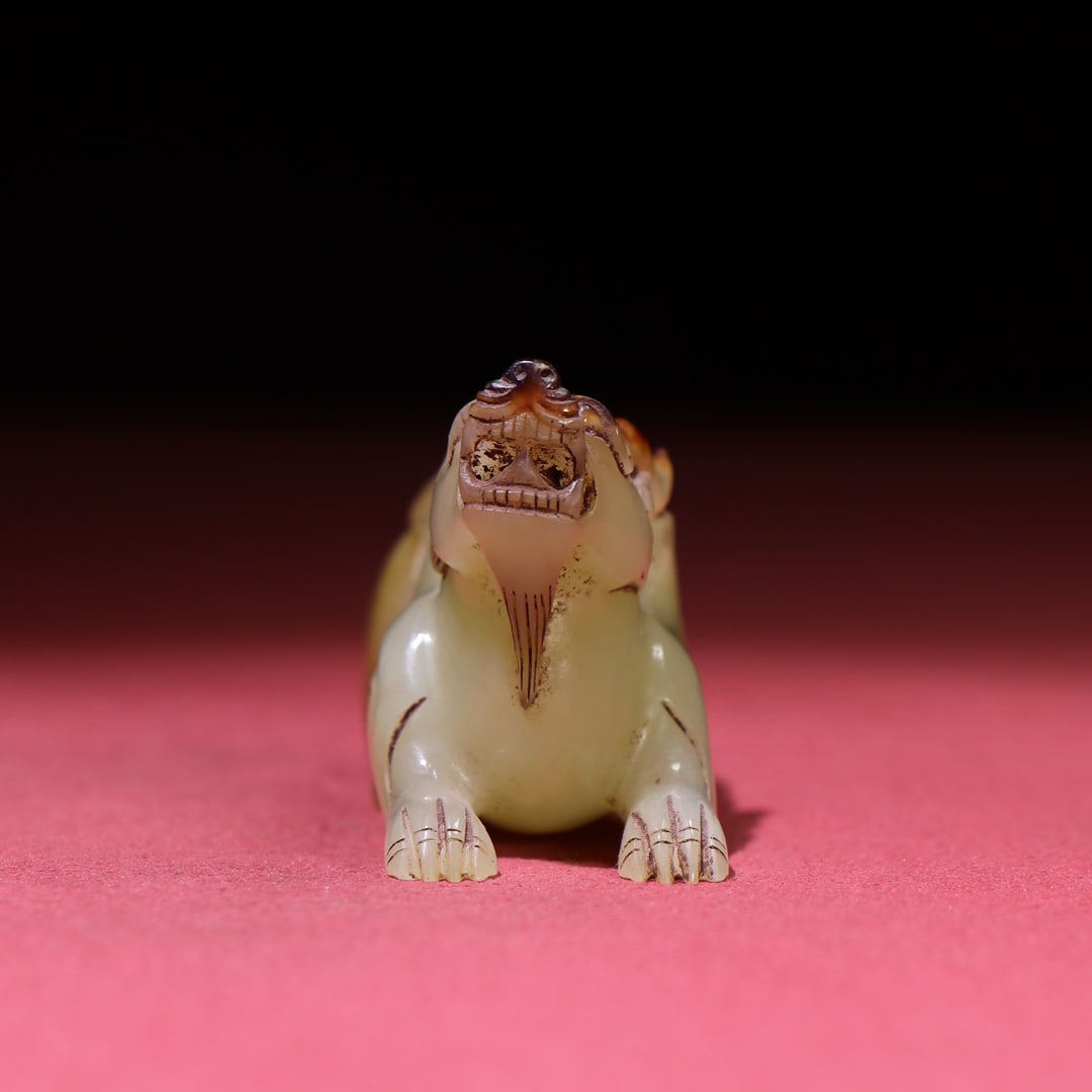 Old Chinese Hetian Jade Beast Statue - 6