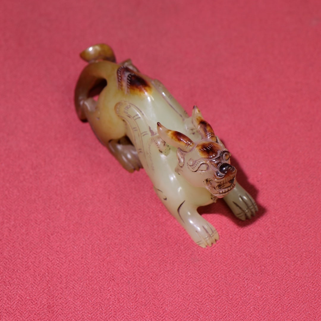 Old Chinese Hetian Jade Beast Statue - 8
