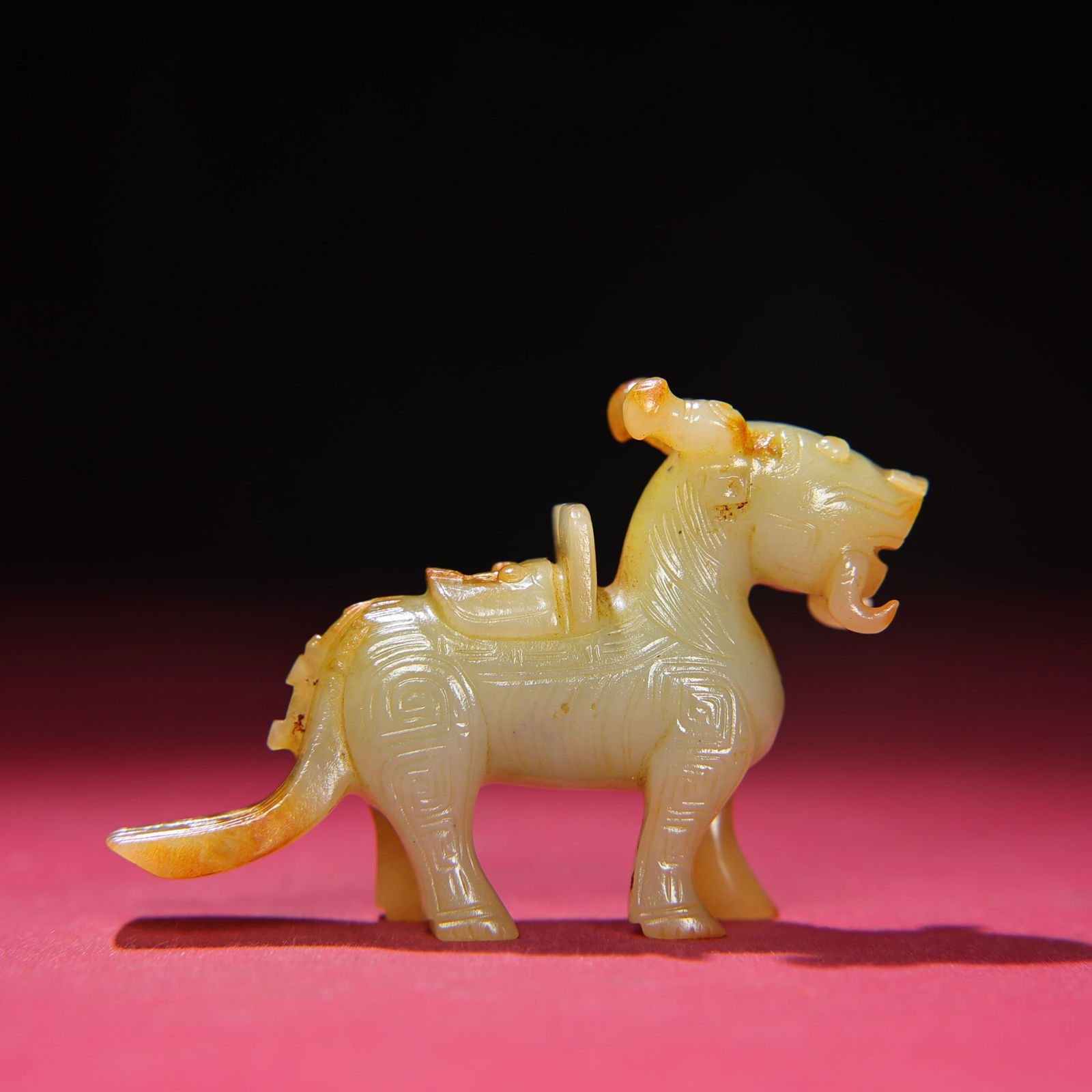 Old Chinese Hetian Jade Beast Statue - 4