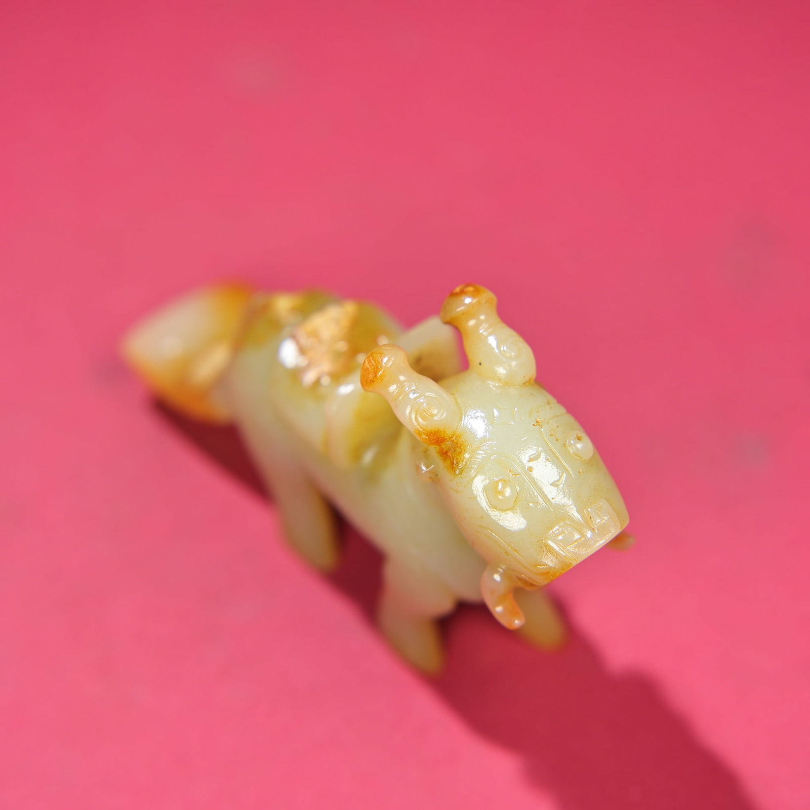 Old Chinese Hetian Jade Beast Statue - 8