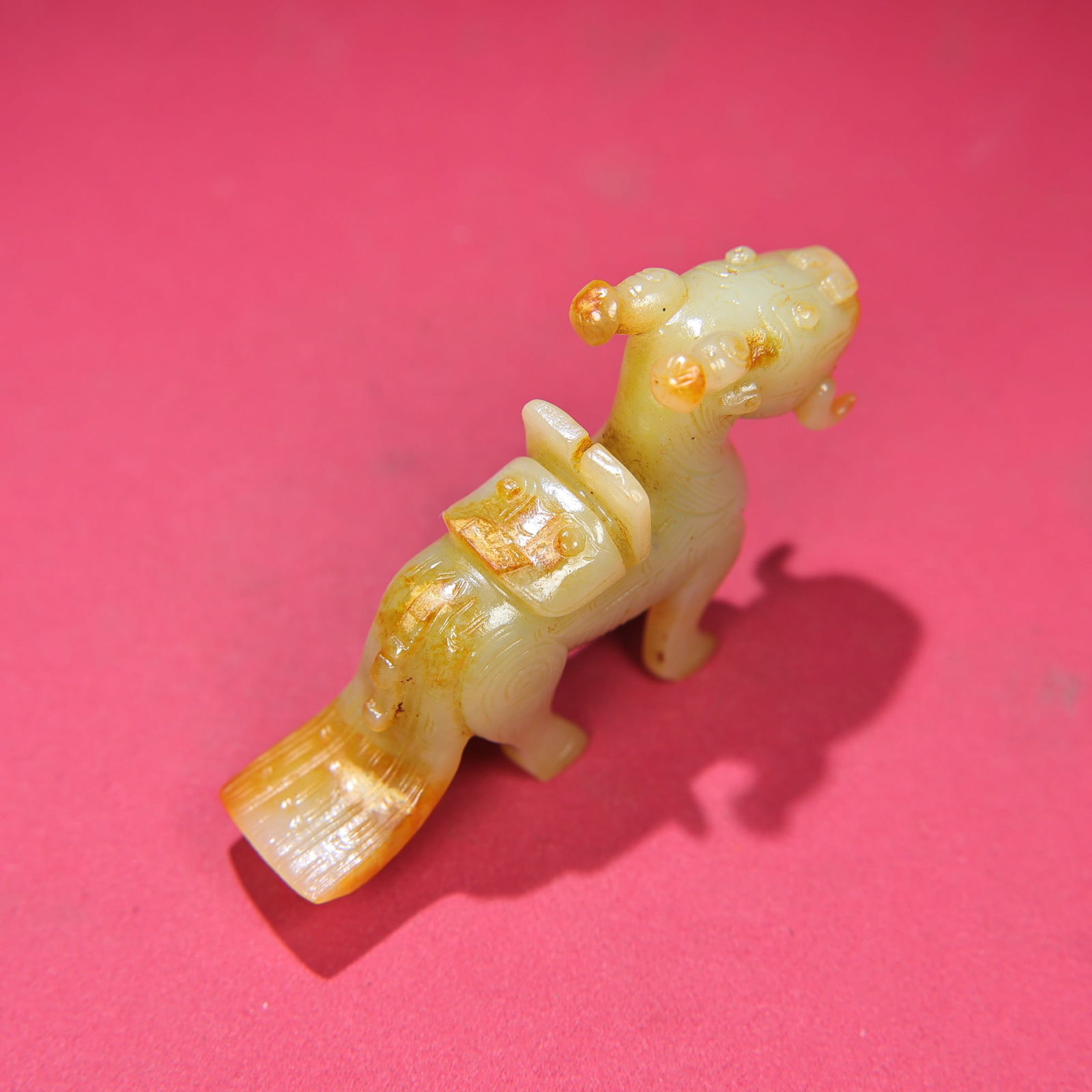 Old Chinese Hetian Jade Beast Statue - 9