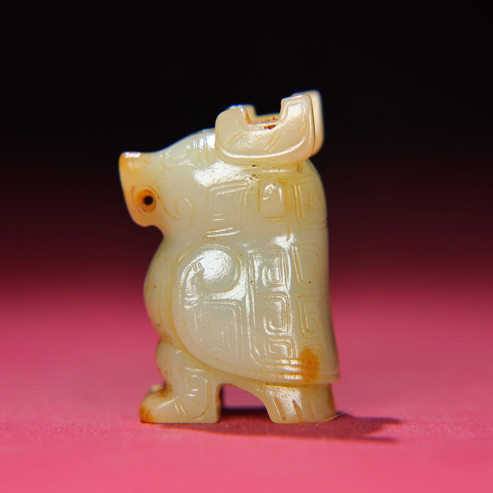 Old Chinese Hetian Jade Bird Statue - 4