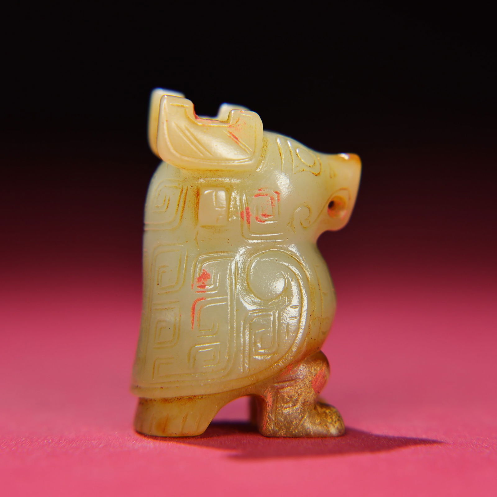 Old Chinese Hetian Jade Bird Statue - 6