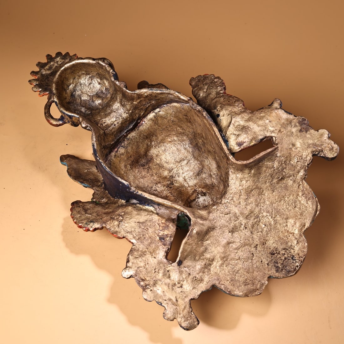 Old Tibetan Gilt Gold Bronze Inlay Turquoise & Gem Elephant Fortune DeityStatue - 9