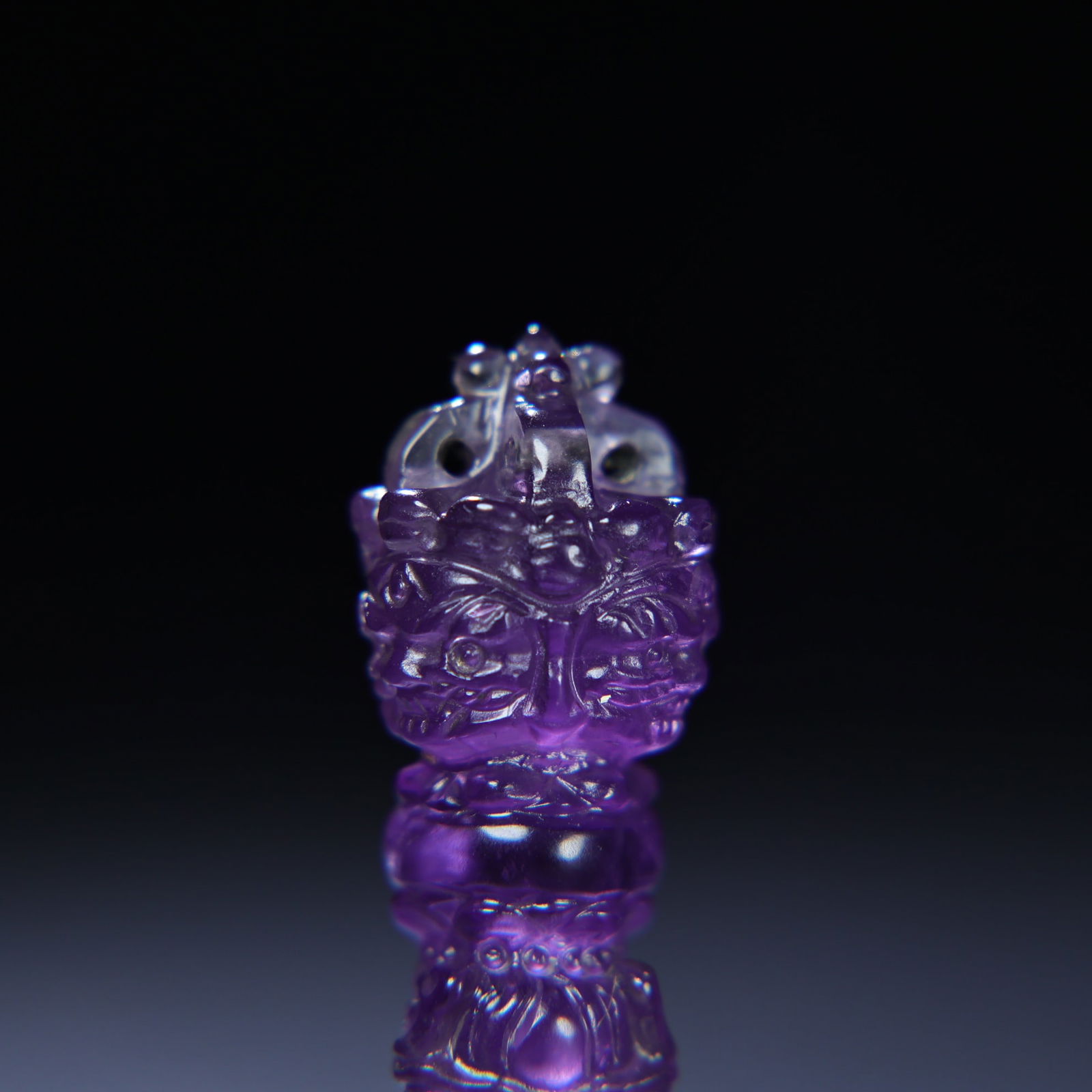 Narueal Amethyst Hand Carved Pestle Xiangmo Pendant - 4