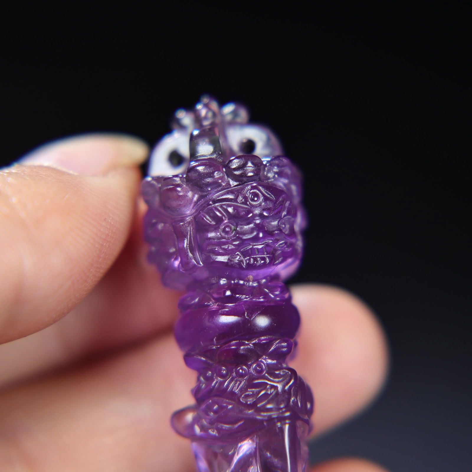 Narueal Amethyst Hand Carved Pestle Xiangmo Pendant - 7