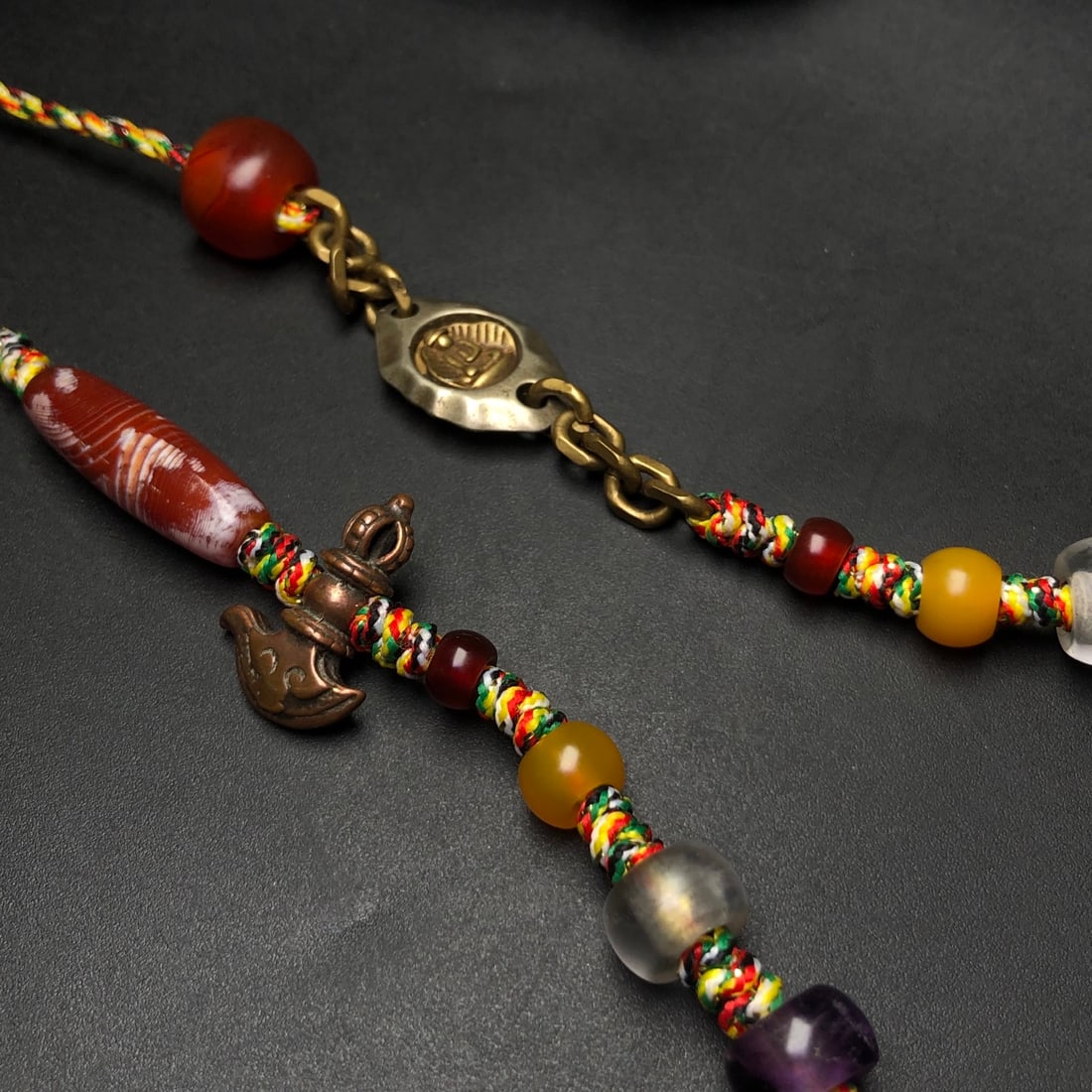 Hand knitting DZI Agate Necklace - 8