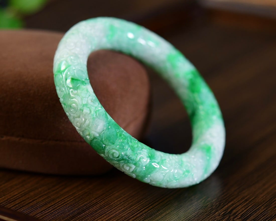 Inside Diameter 56mm Jadeite Bracelet with Certificate - 2