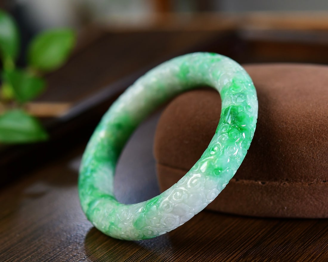 Inside Diameter 56mm Jadeite Bracelet with Certificate - 3