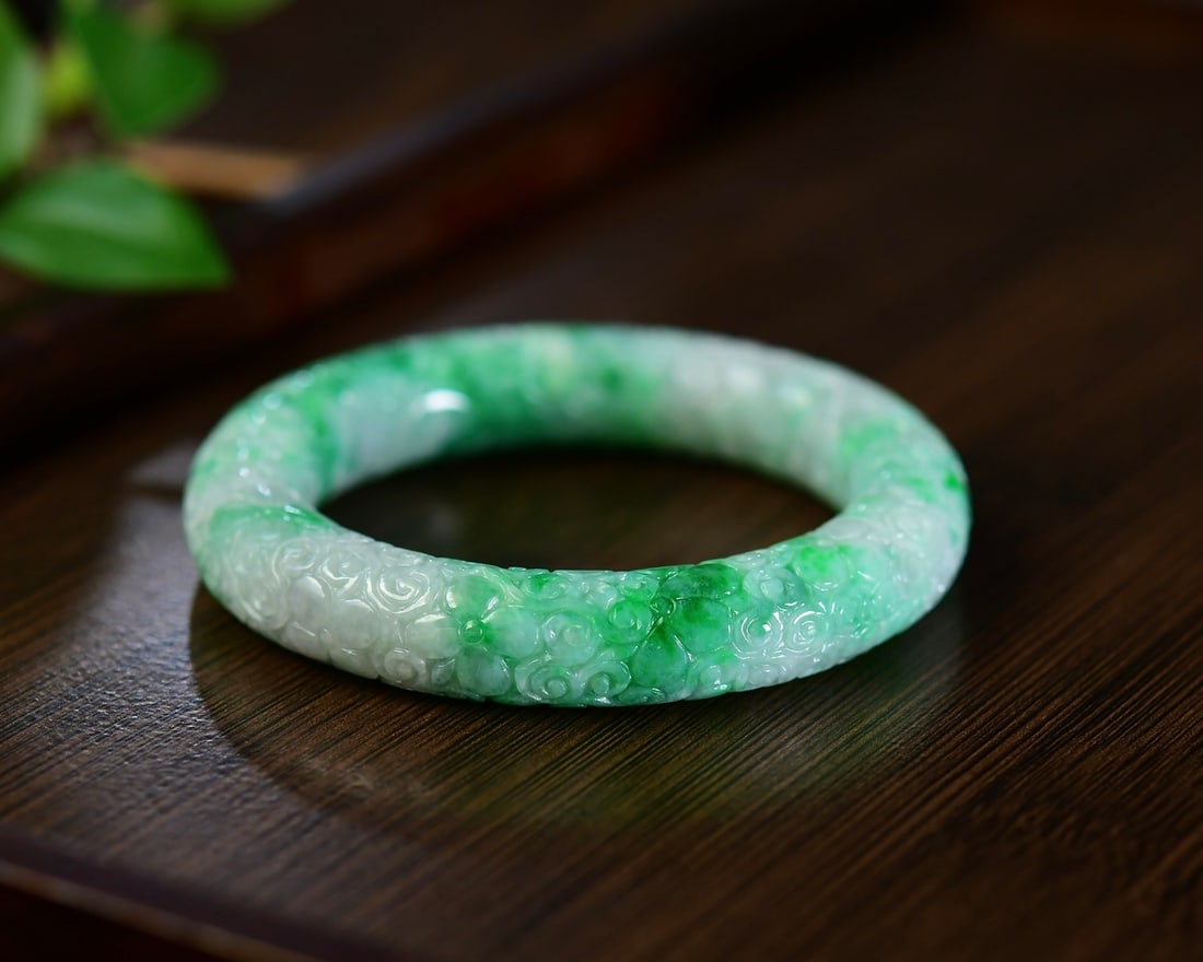 Inside Diameter 56mm Jadeite Bracelet with Certificate - 4
