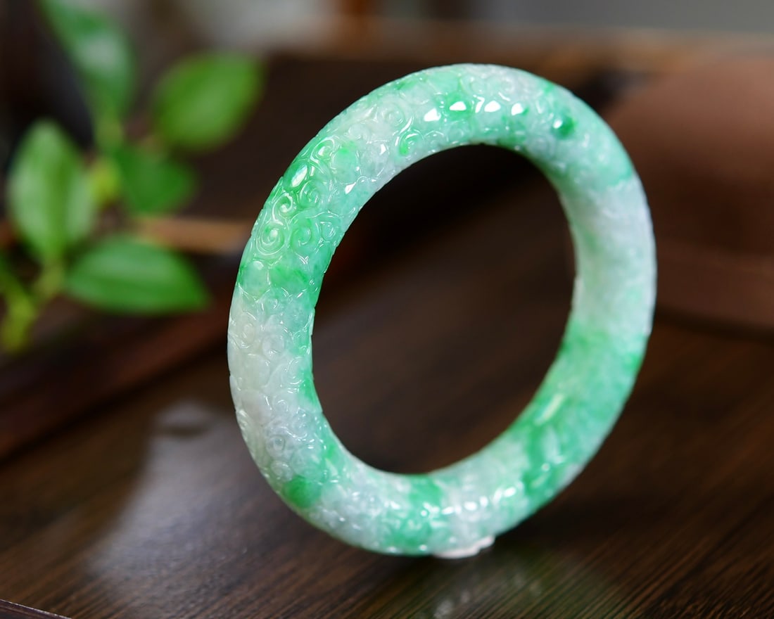 Inside Diameter 56mm Jadeite Bracelet with Certificate - 5