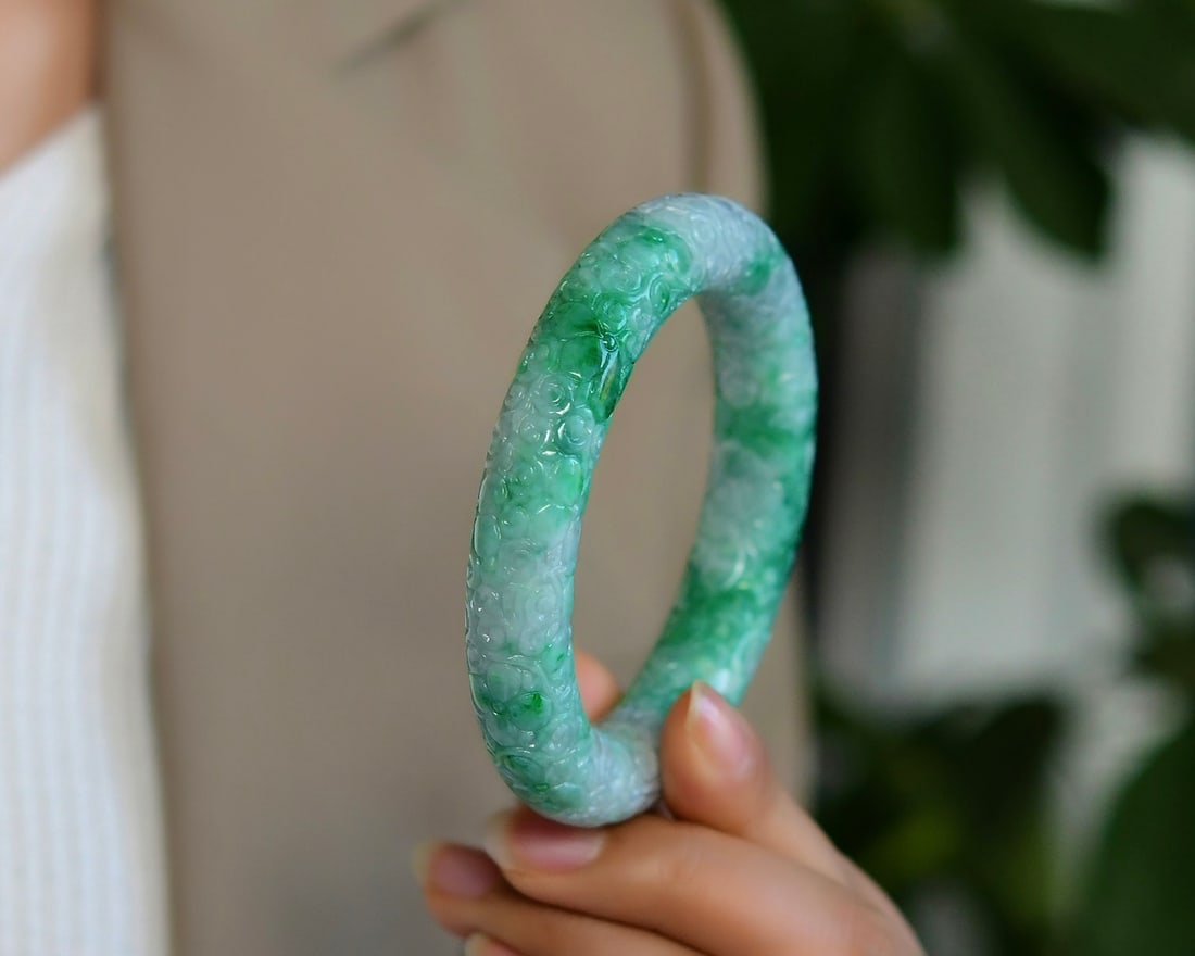 Inside Diameter 56mm Jadeite Bracelet with Certificate - 6