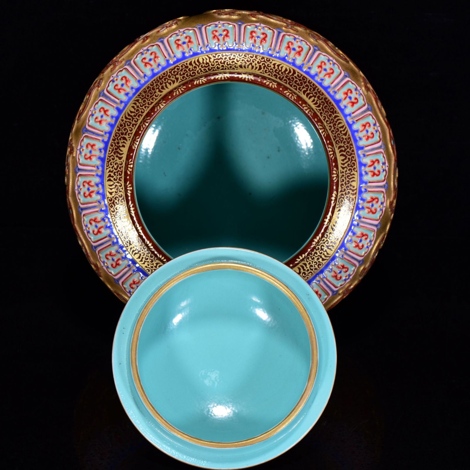 Chinese Gilt Gold Iron Red Glaze Dragon Design Porcelain Pot w Qianlong Mark - 4