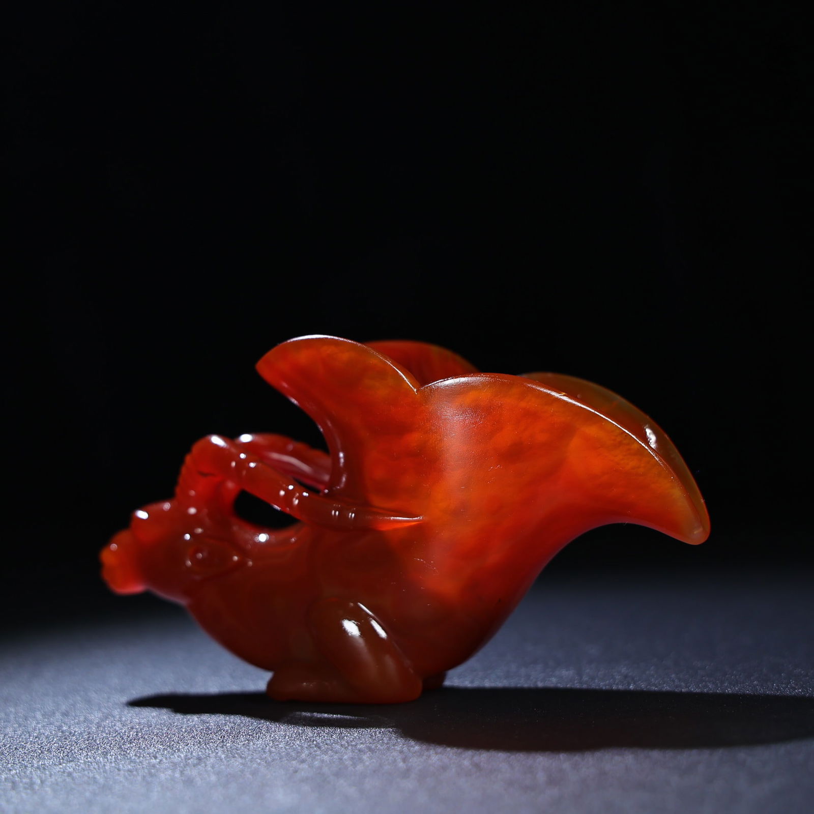 Chinese Red Agate Cup Statue - 2