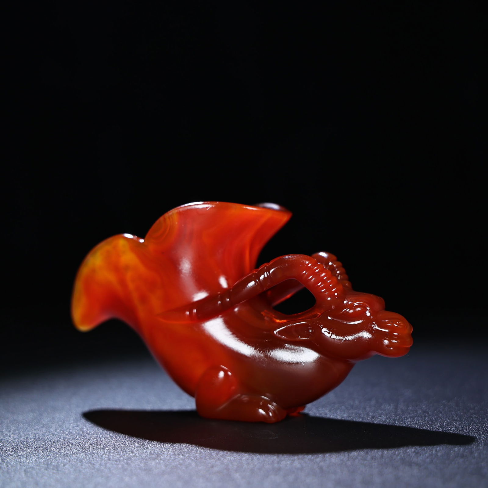 Chinese Red Agate Cup Statue - 5