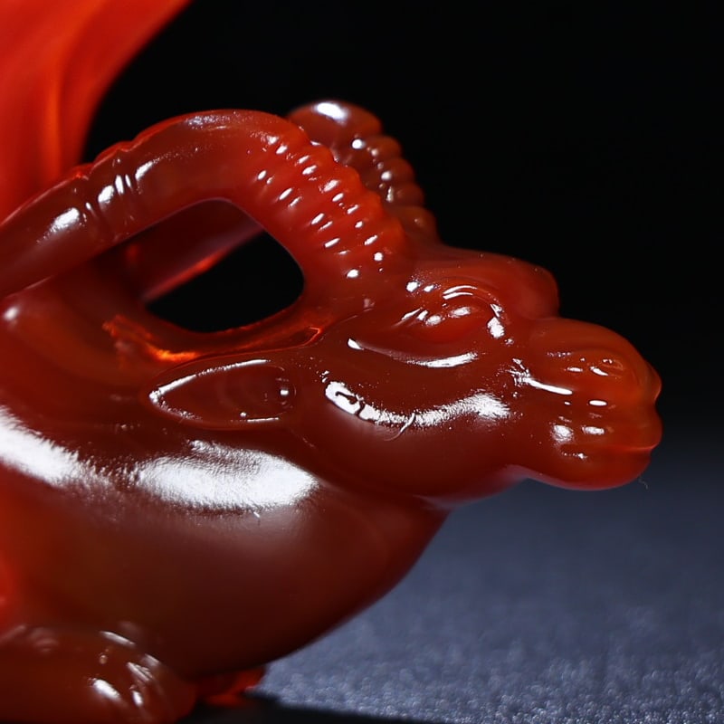 Chinese Red Agate Cup Statue - 6