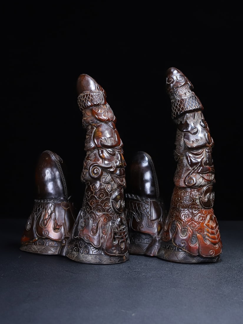 A Pair Ox Horn Statue - 3