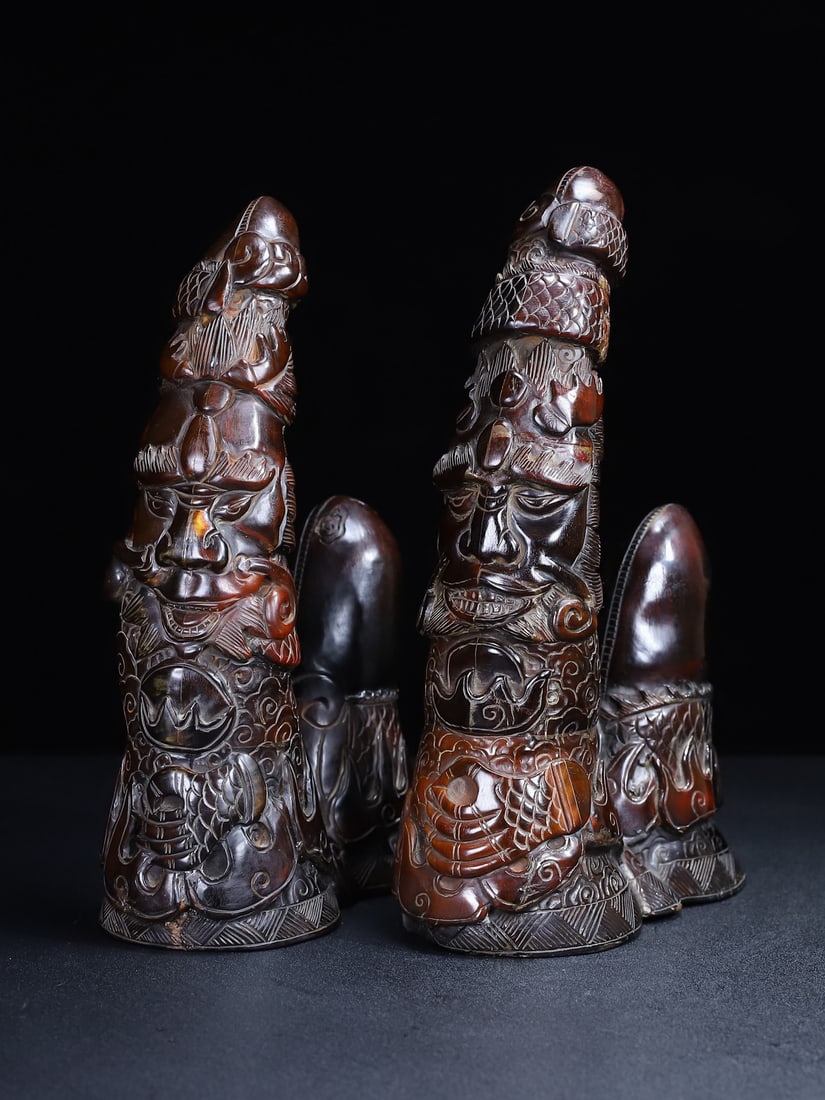 A Pair Ox Horn Statue - 4