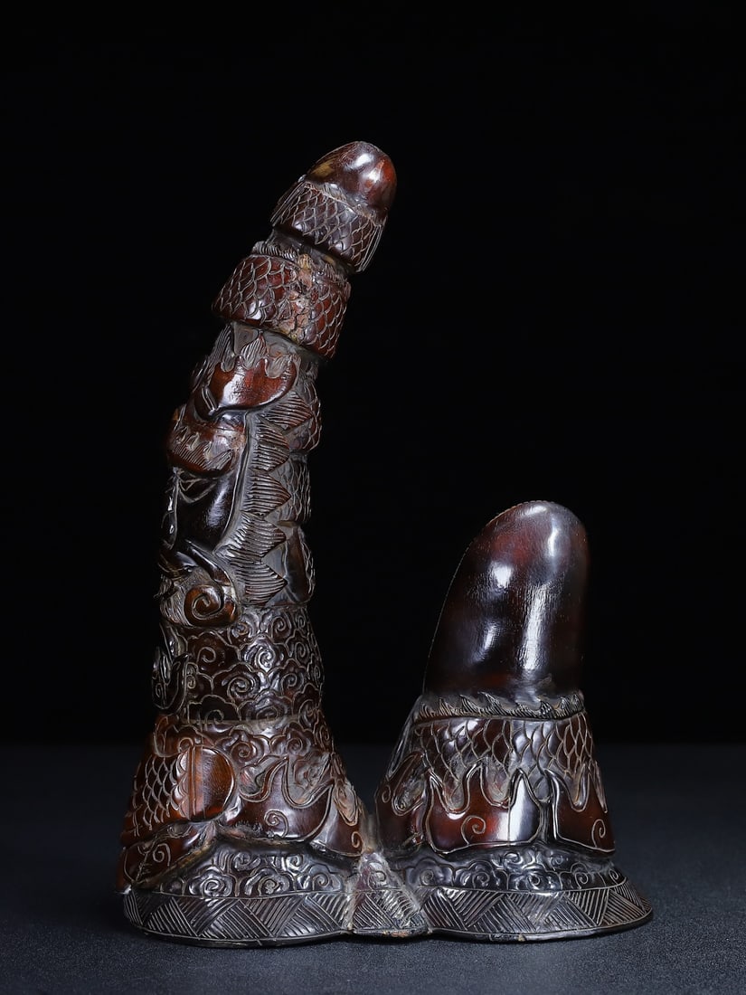 A Pair Ox Horn Statue - 5