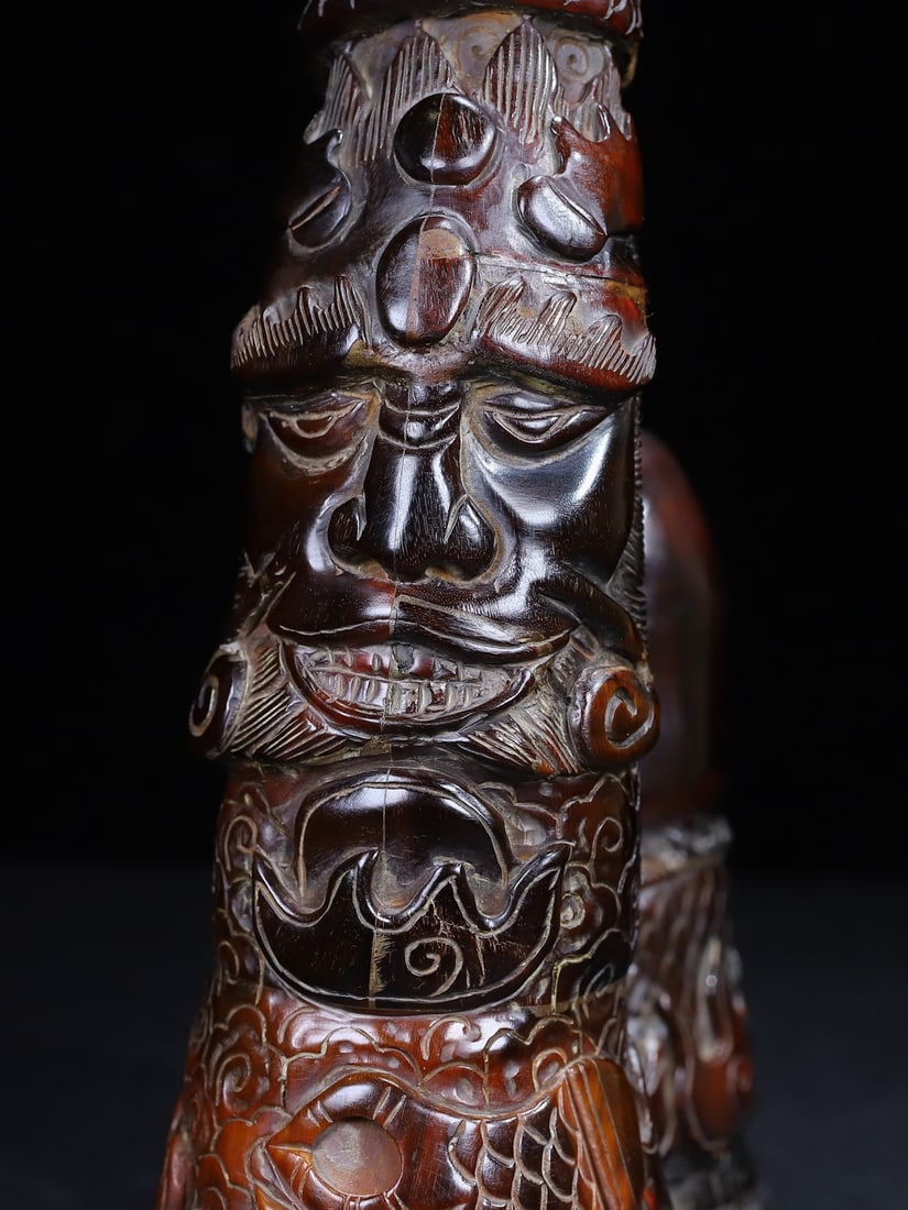 A Pair Ox Horn Statue - 9