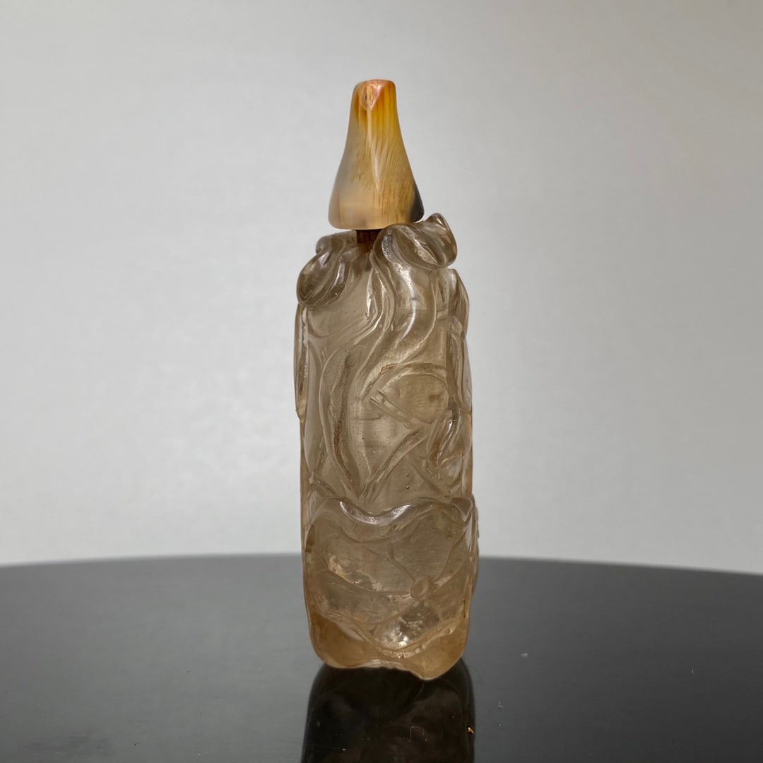 Old Chinese Crystal Lotus leaf Snuff Bottle - 5