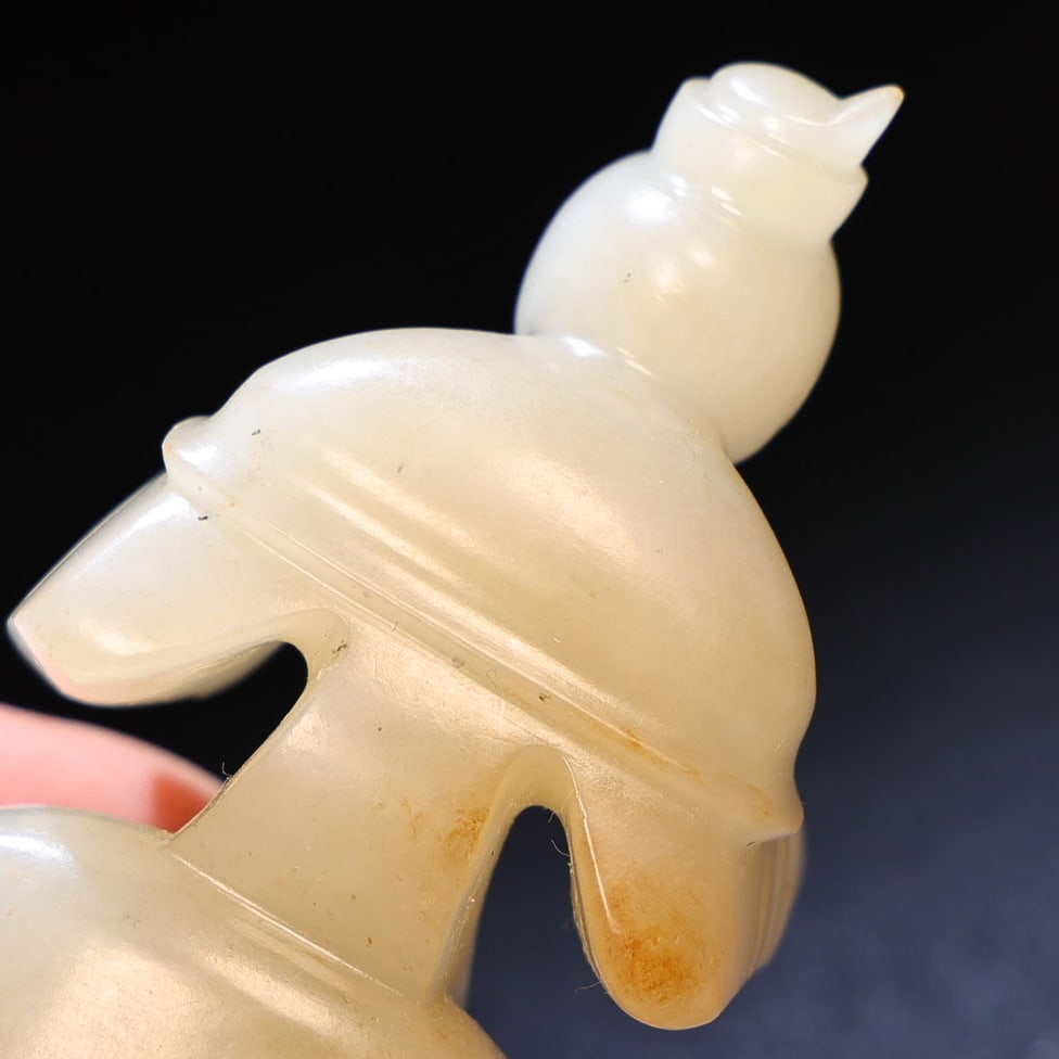 Old Chinese Hetian Jade Figure Statue - 9