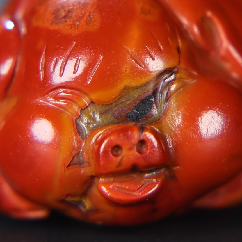 Chinese Zhanguo Hong Agate Small Pig Statue - 2