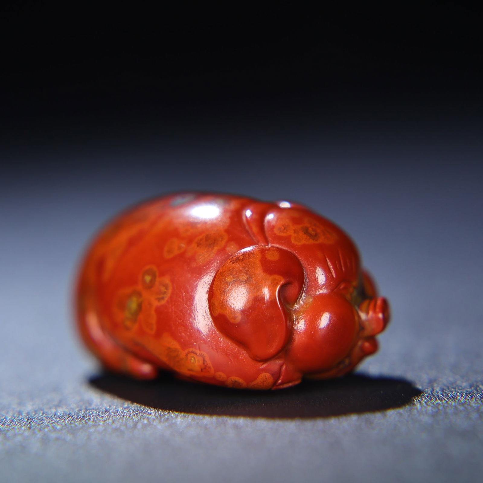 Chinese Zhanguo Hong Agate Small Pig Statue - 6