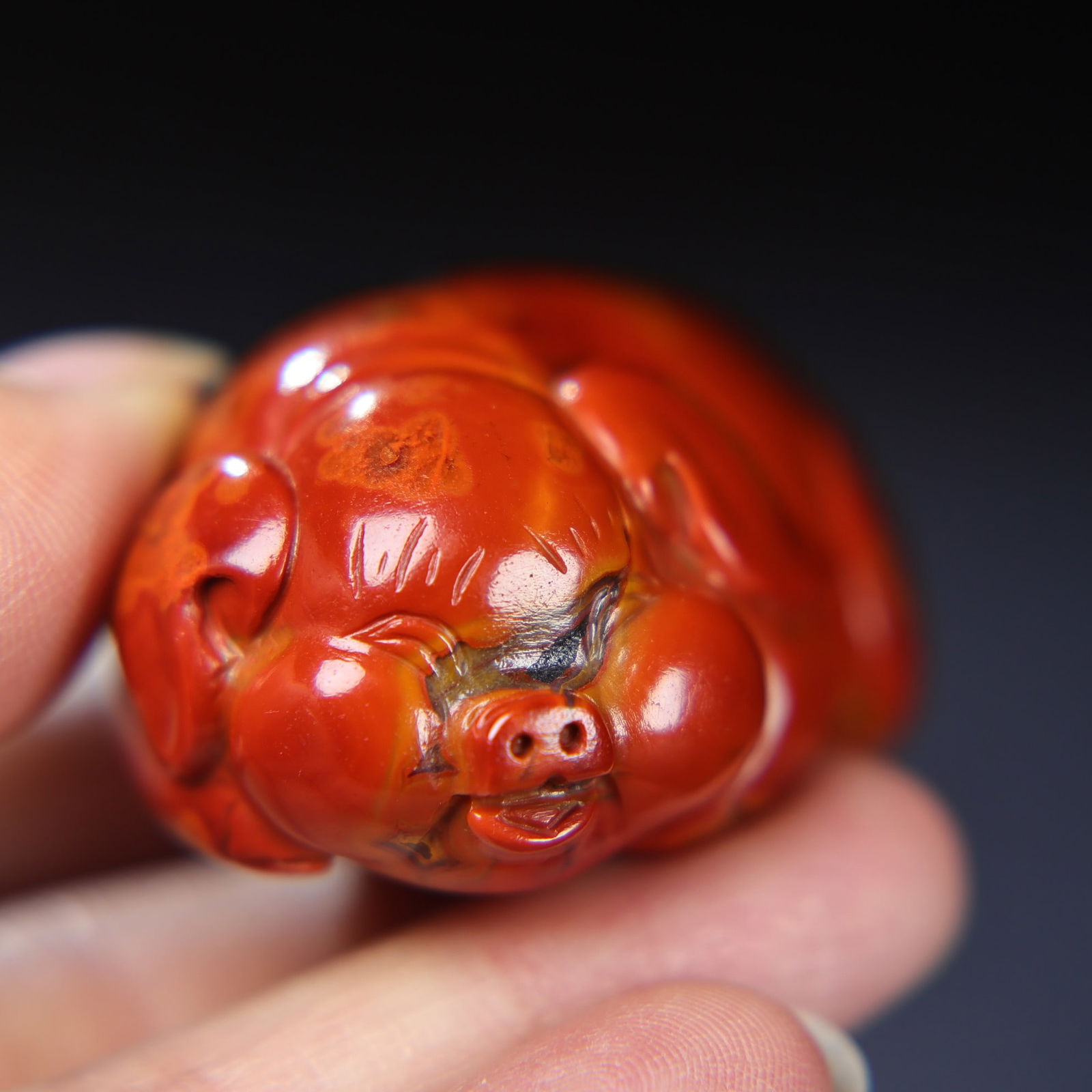 Chinese Zhanguo Hong Agate Small Pig Statue - 7