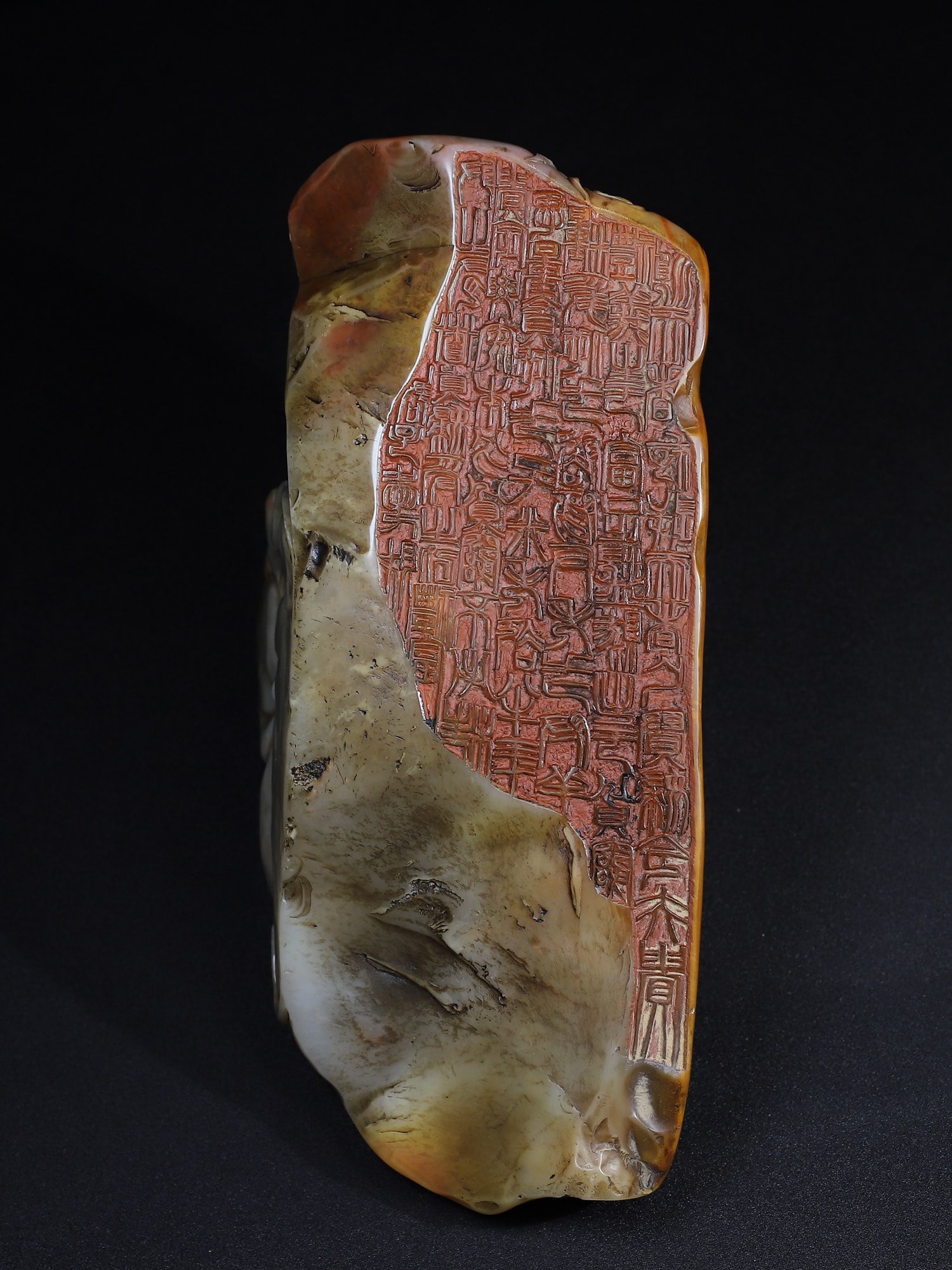 Old Chinese Shoushan Stone Hand Carved Elephant & Arhat Seal Staue - 9