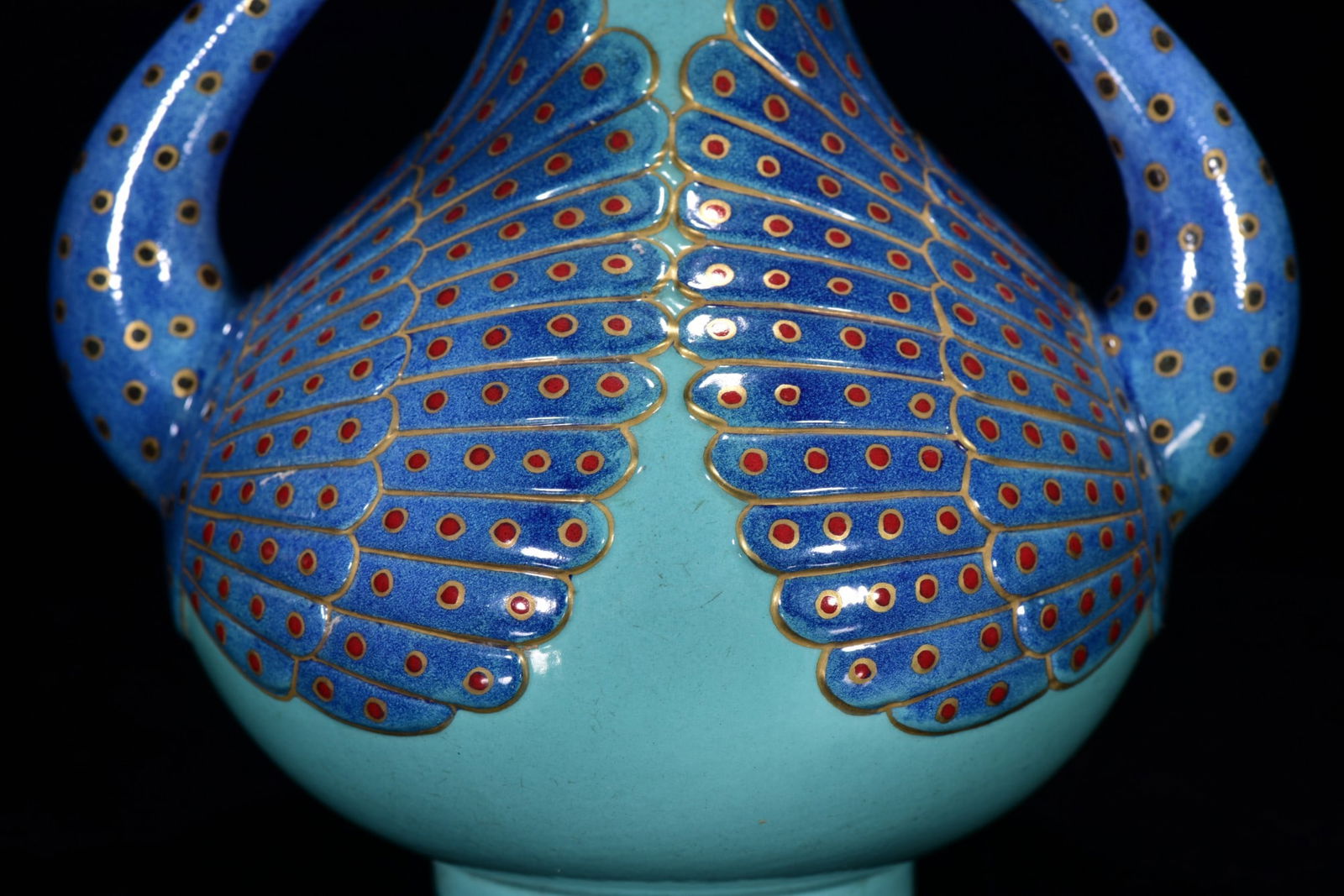 Chinese Gilt Gold Turquoise Glaze Porcelain Peacock Vase - 6
