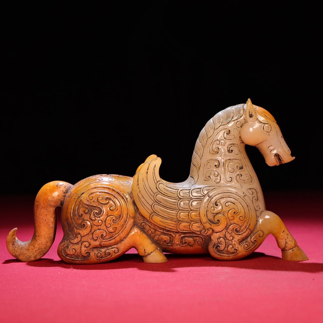 Old Chinese Hetian Jade Horse Statue (1 of 9)