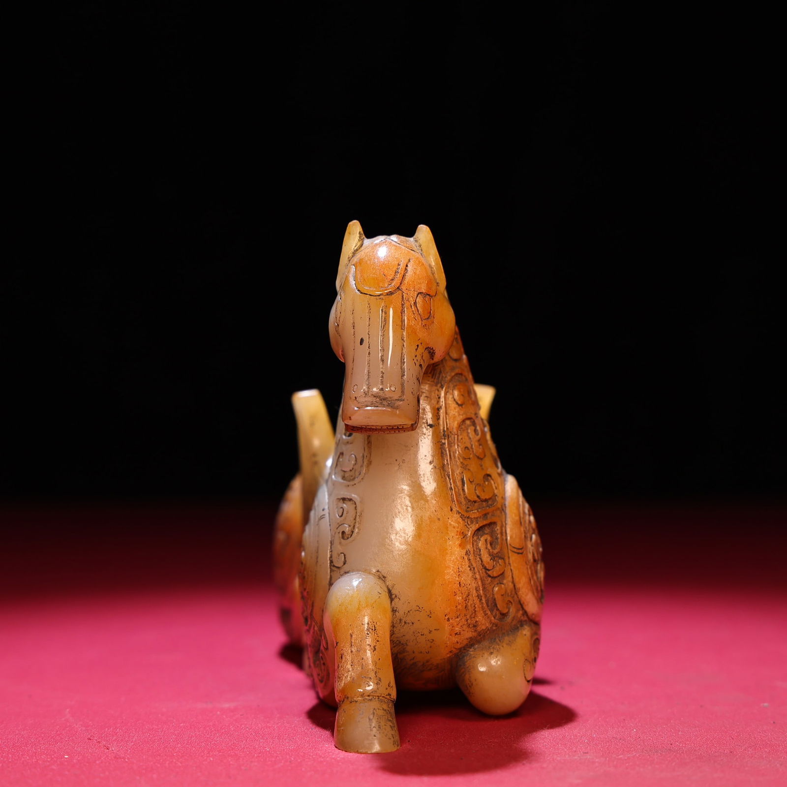 Old Chinese Hetian Jade Horse Statue - 2