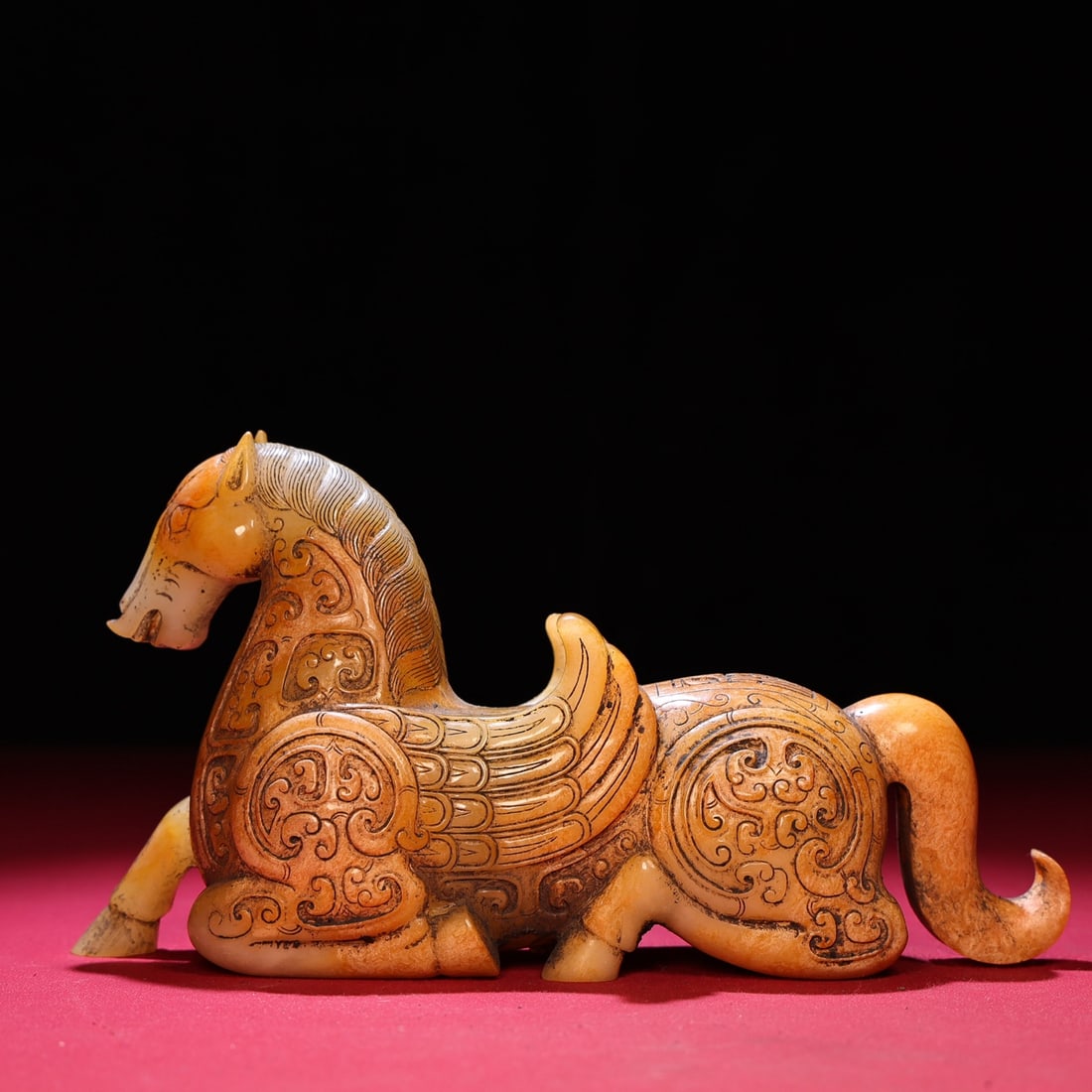 Old Chinese Hetian Jade Horse Statue - 3