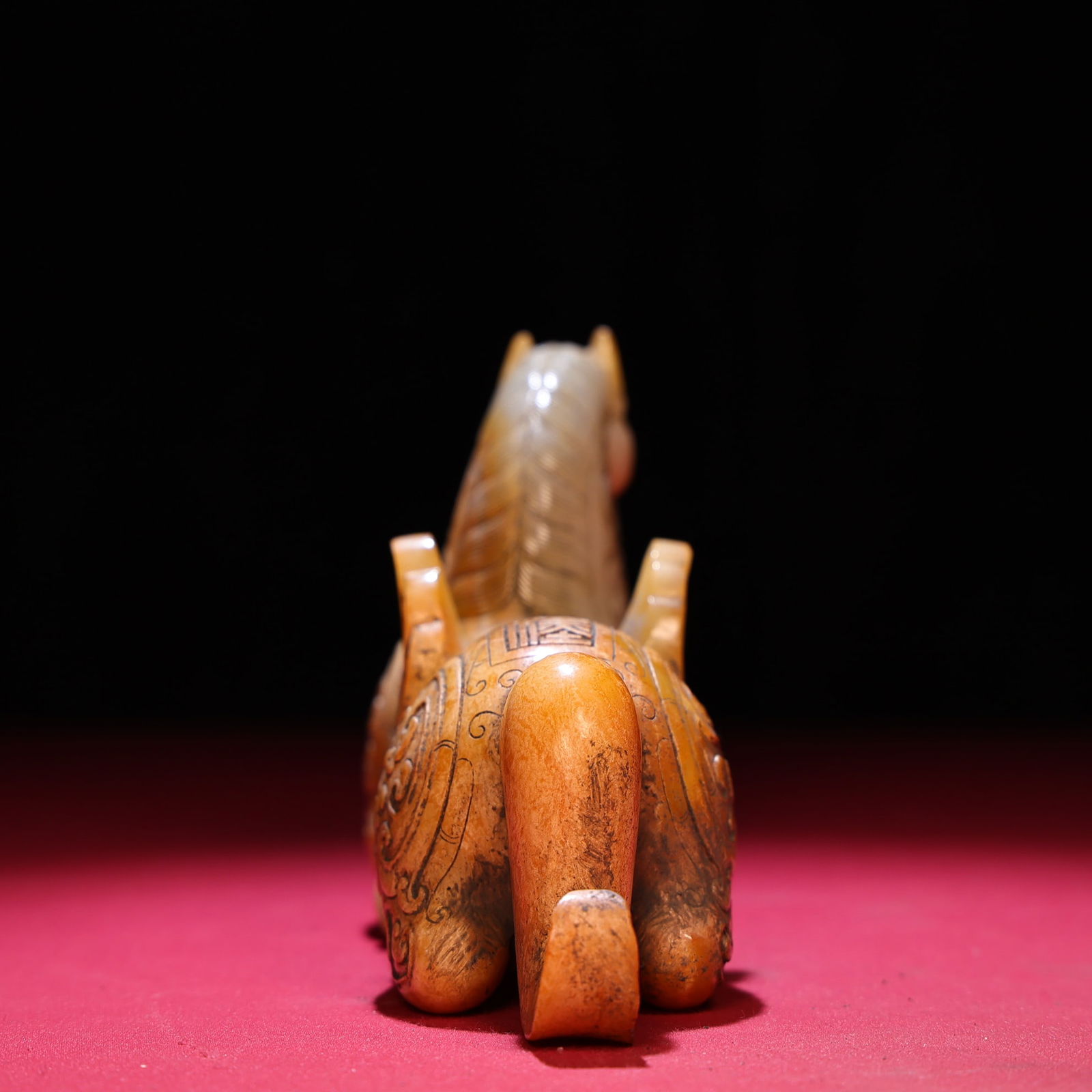 Old Chinese Hetian Jade Horse Statue - 4