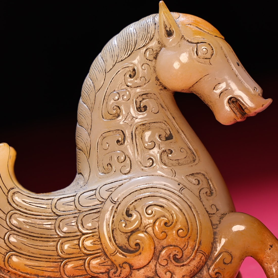 Old Chinese Hetian Jade Horse Statue - 5