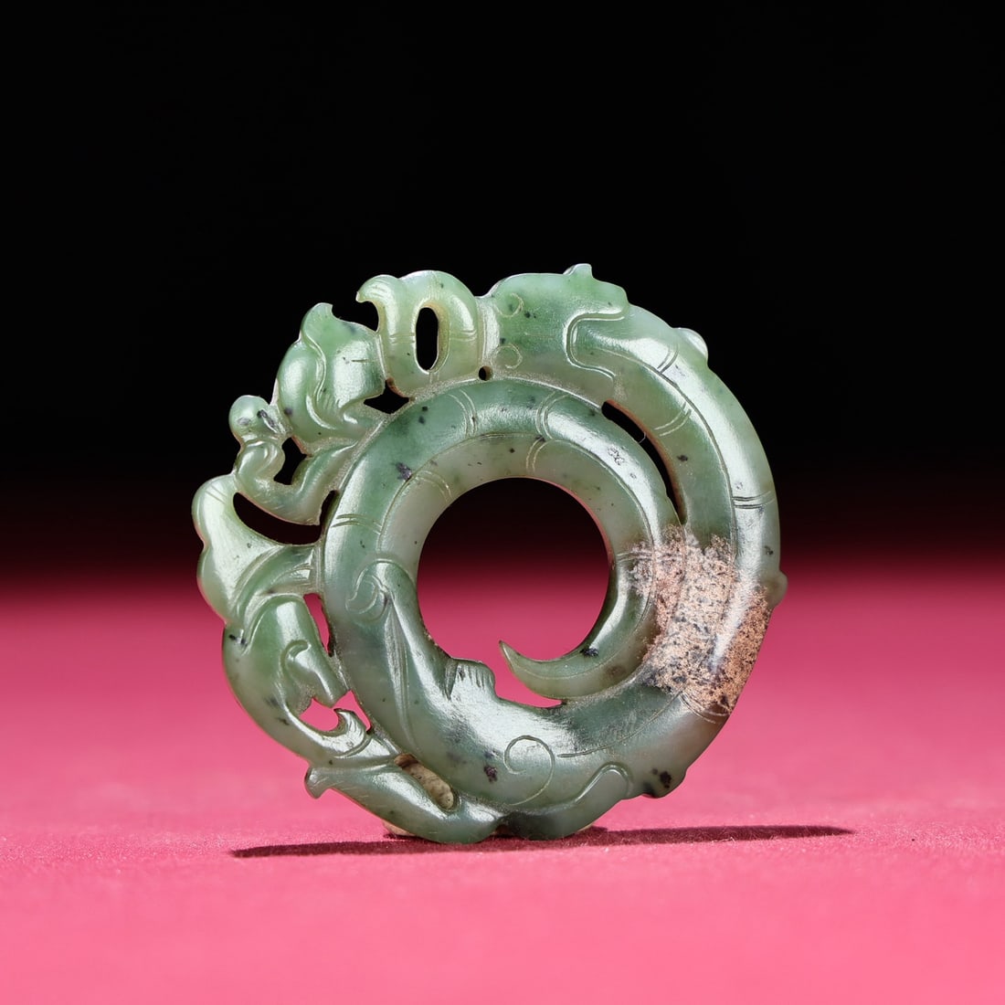 Chinese Green Hetian Jade Chi Dragon Pendant - 8