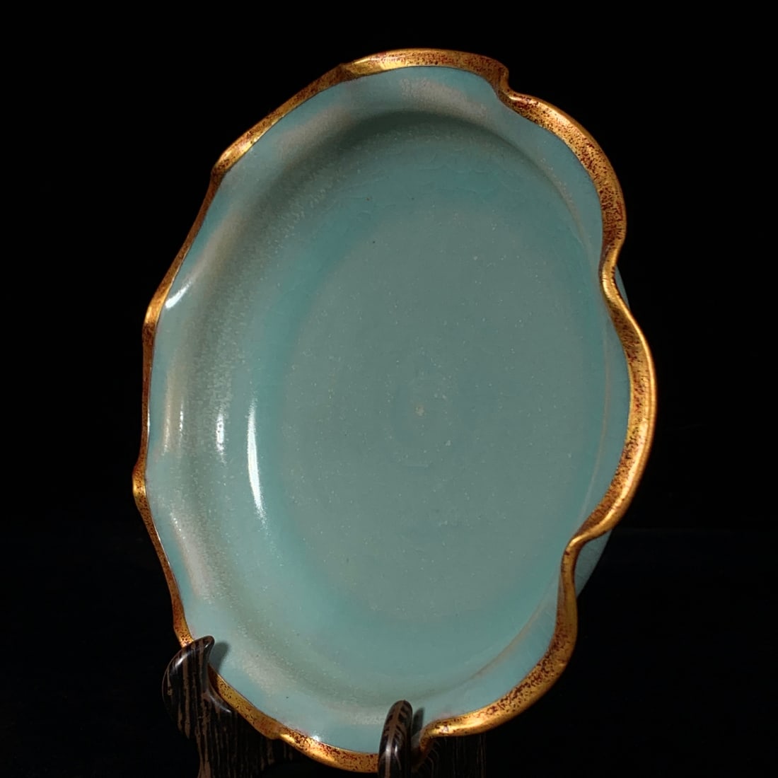 Old Chinese Inlay Silver Ru Kiln Porcelain Brush Washer - 2