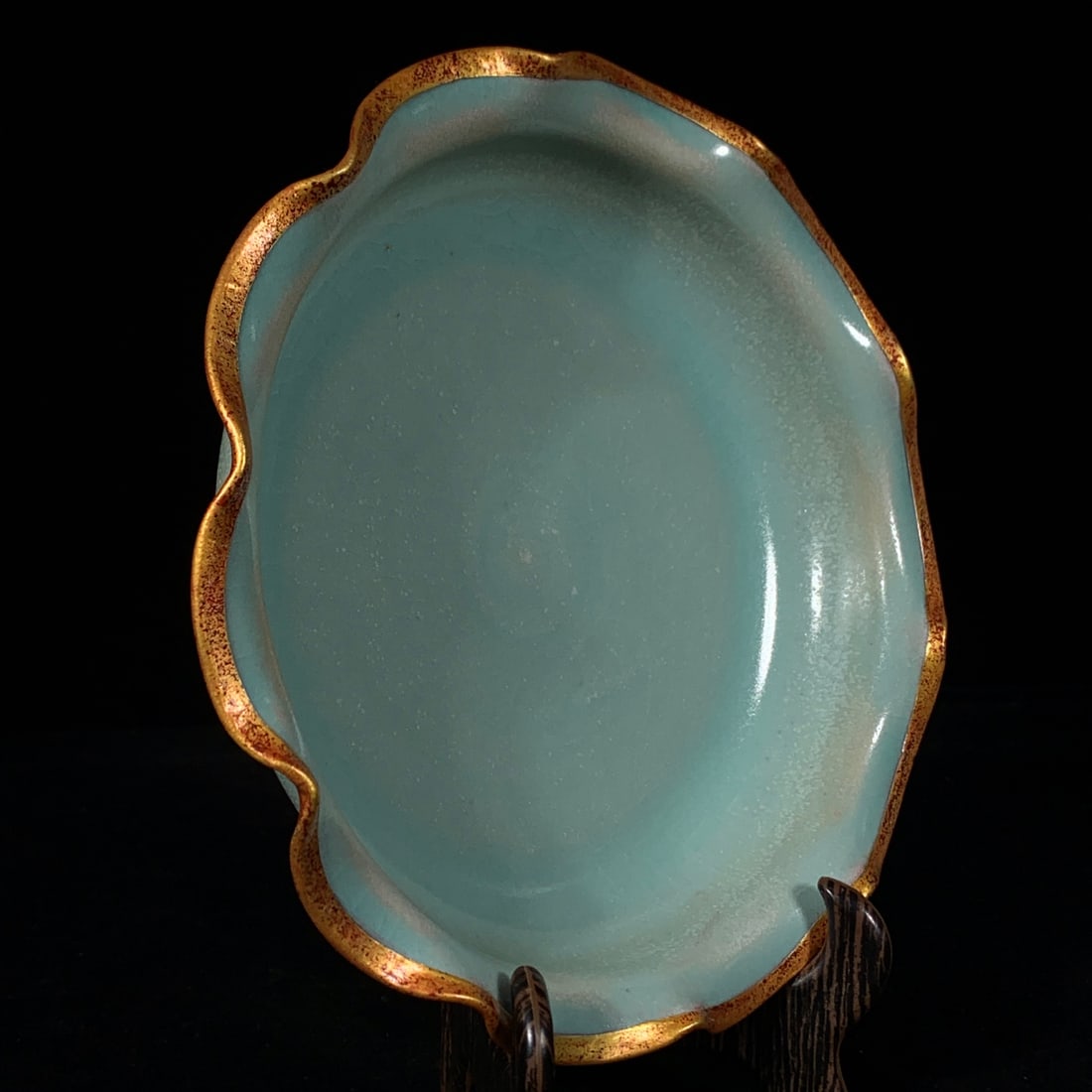 Old Chinese Inlay Silver Ru Kiln Porcelain Brush Washer - 3