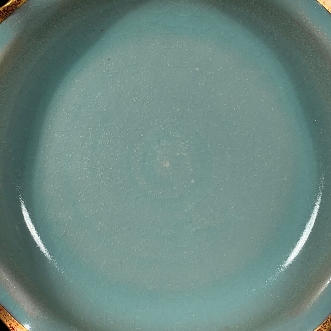 Old Chinese Inlay Silver Ru Kiln Porcelain Brush Washer - 4