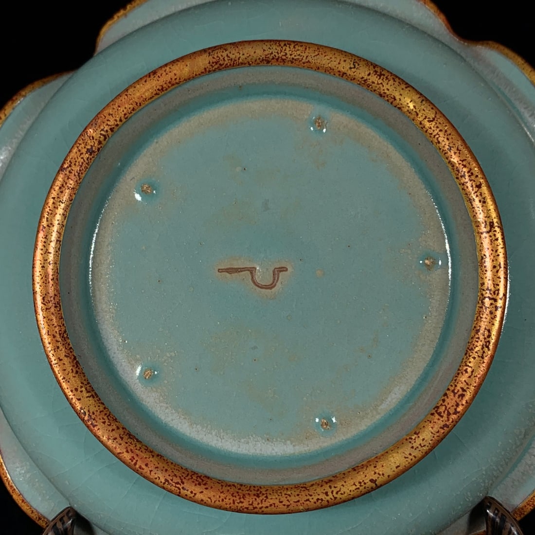 Old Chinese Inlay Silver Ru Kiln Porcelain Brush Washer - 9