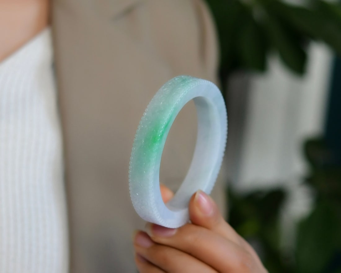 Inside Diameter 56mm Jadeite Bracelet with Certificate - 6