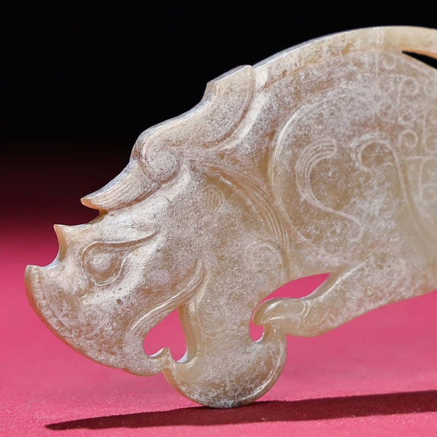 A Pair Chinese Hetian Jade Tiger Pendant - General Token - 6