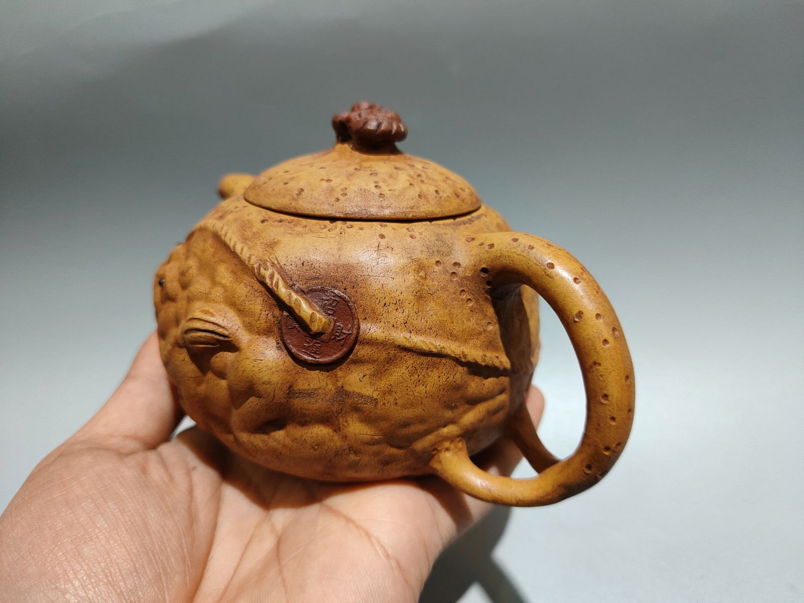 Chinese Yellow Yixing Zisha Clay Fortune Toad Teapot - 3