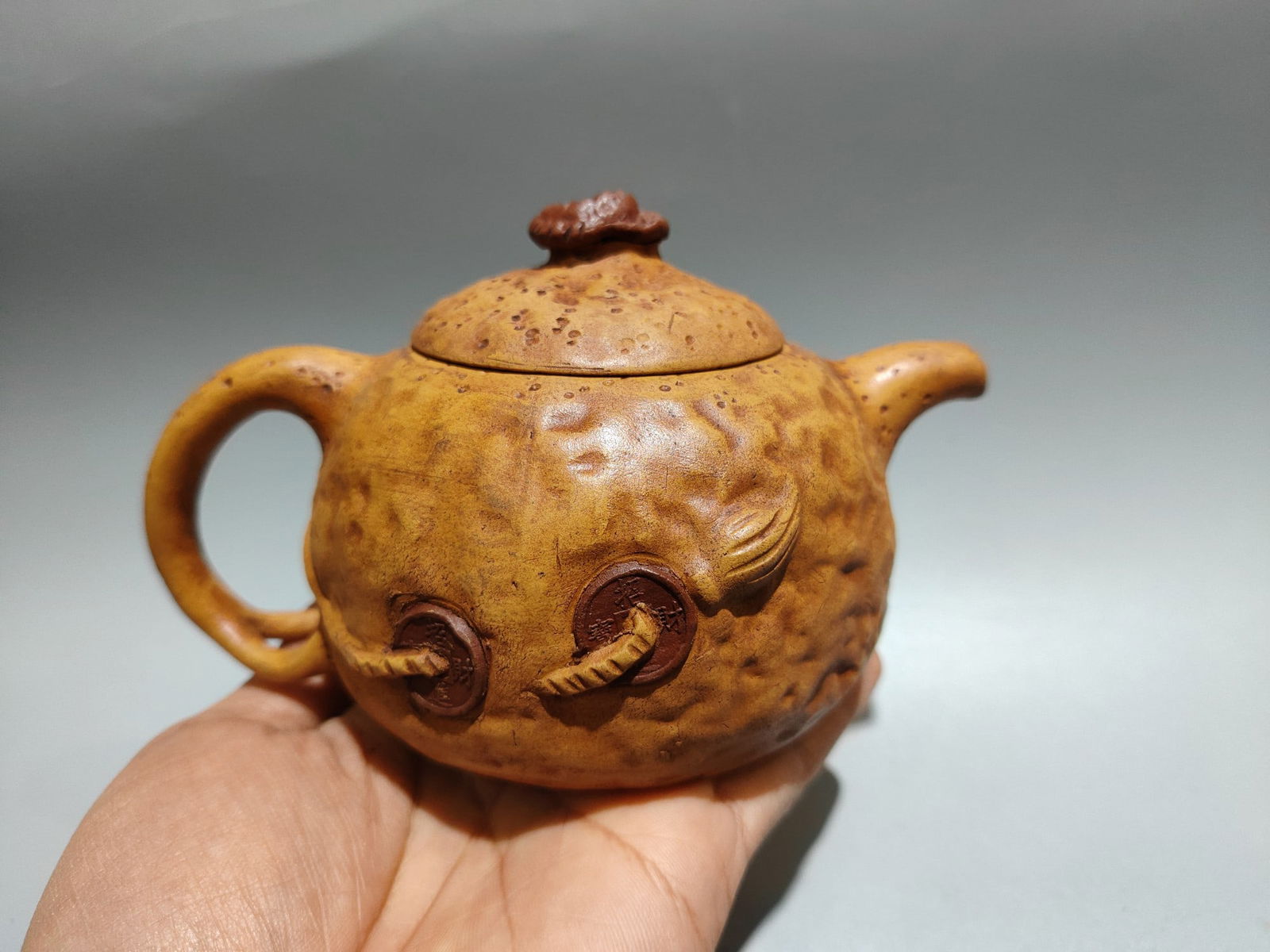 Chinese Yellow Yixing Zisha Clay Fortune Toad Teapot - 4