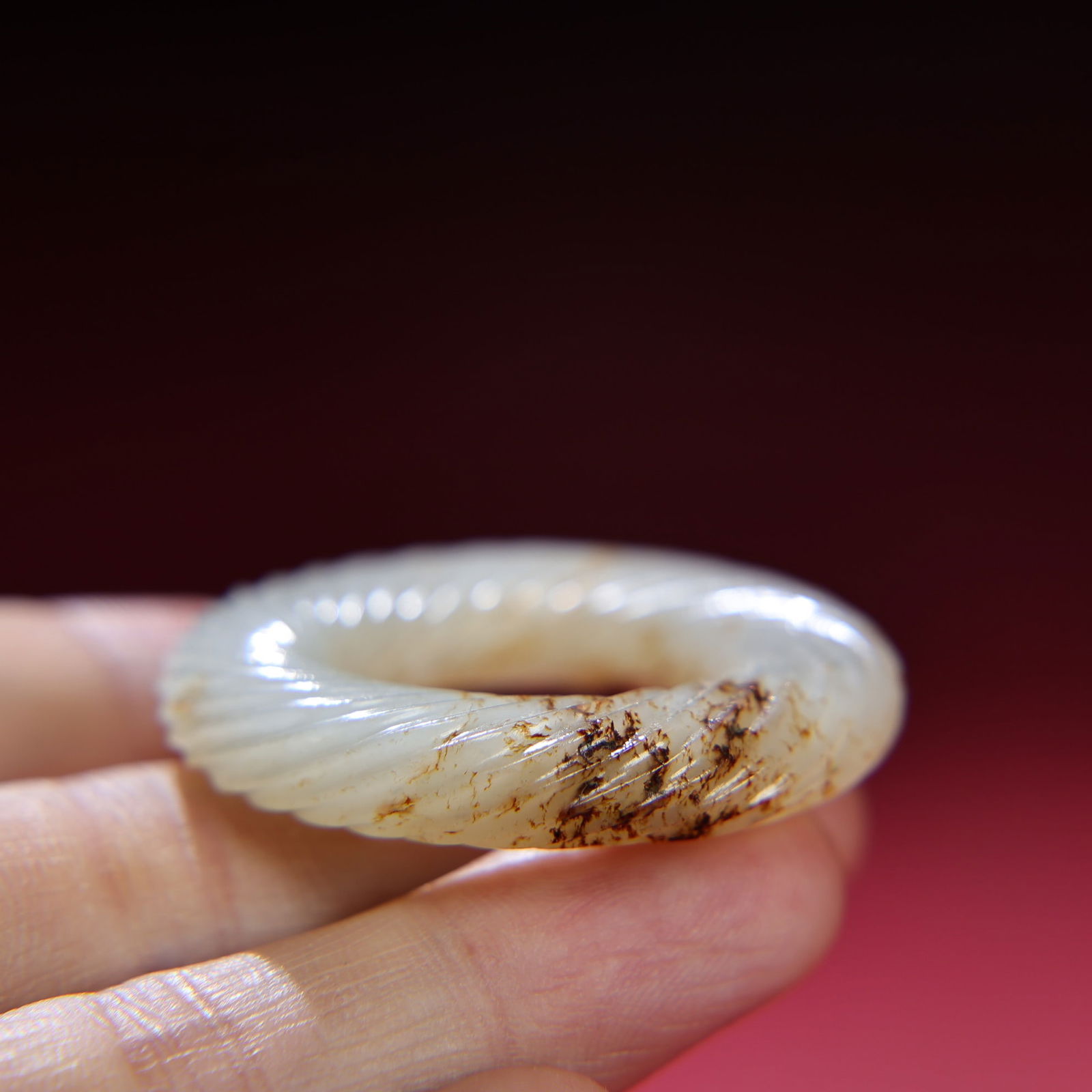 Chinese Hetian Jade Ring Pendant - 7