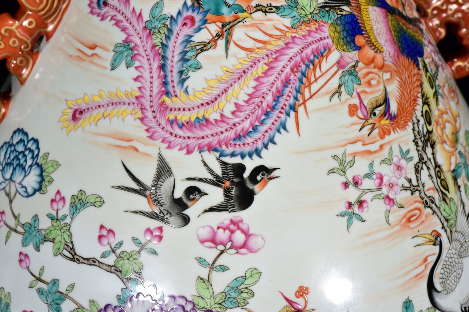 Chinese Qing Dynasty Famille Rose Flower Bird Design Porcelain Vase - 6