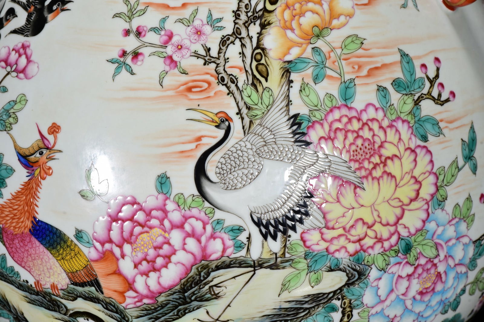Chinese Qing Dynasty Famille Rose Flower Bird Design Porcelain Vase - 7