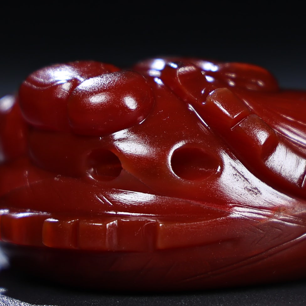 Chinese Red Agate Ox Pendant - 7